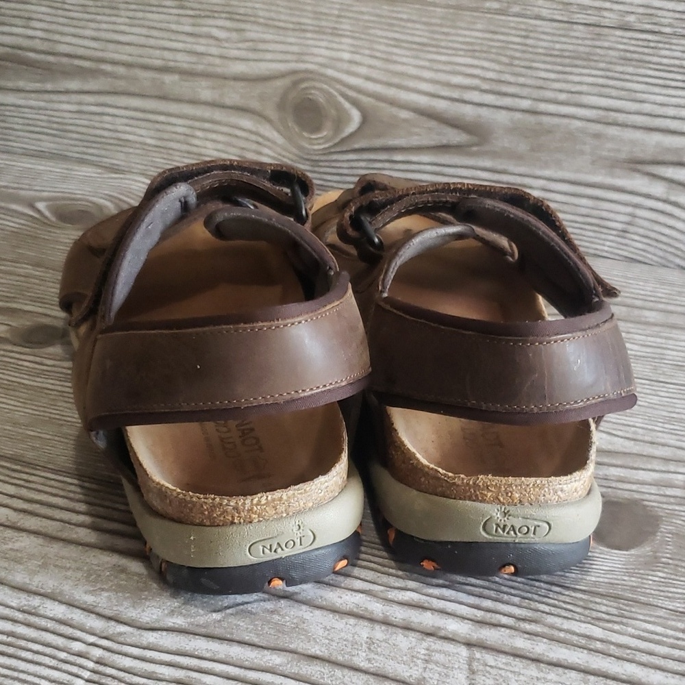 Naot 44 brown leather adjustable straps mens sandals size 11 - Picture 4 of 8